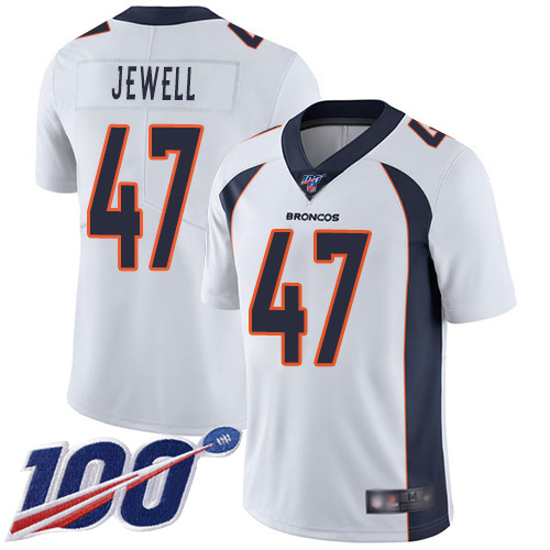 Men Denver Broncos #47 Josey Jewell White Vapor Untouchable Limited Player 100th Season Football NFL Jersey